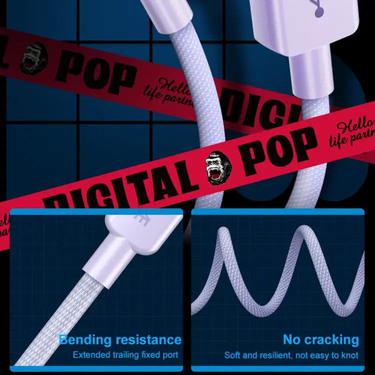 WEKOME WDC-03 Tidal Energy Series 2.4A USB to 8 Pin Braided Data Cable Length: 1m - USB to 8 Pin / Black