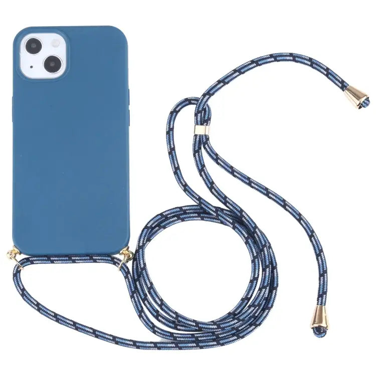 Wheat Straw Material + TPU Shockproof Case with Neck Lanyard For iPhone 13 mini For iPhone 13 For iPhone 13 Pro