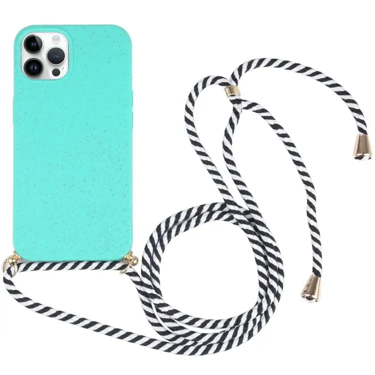 Wheat Straw TPU Shockproof Phone Case with Neck Lanyard For iPhone 16 For iPhone 15 Pro Max For iPhone 15 Pro
