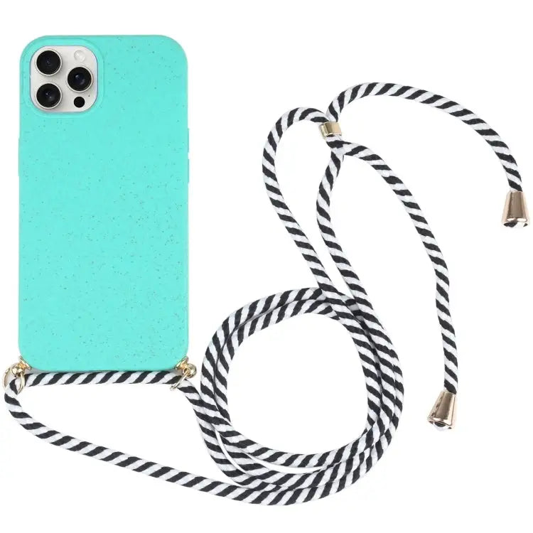Wheat Straw TPU Shockproof Phone Case with Neck Lanyard For iPhone 16 Pro Max For iPhone 16 Pro For iPhone 16 Plus