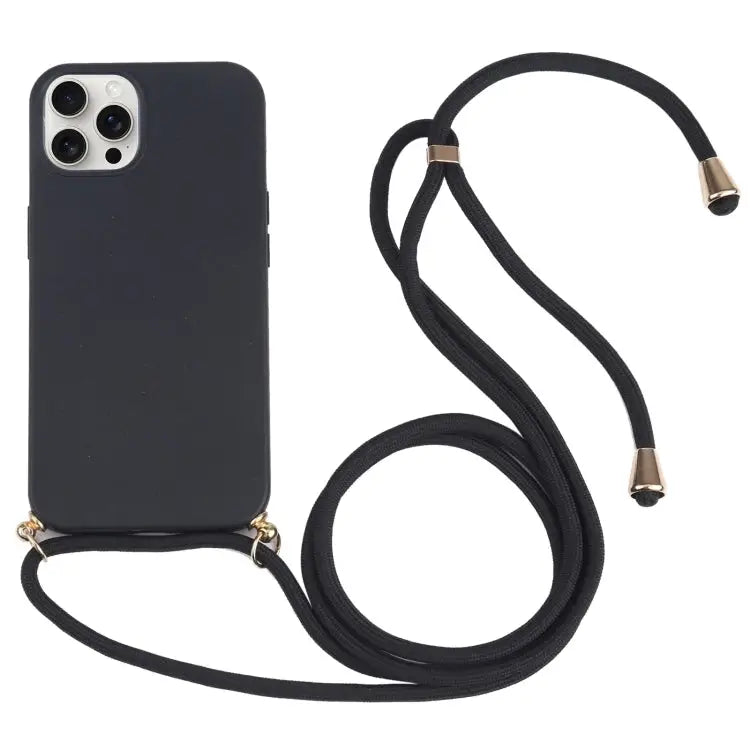 Wheat Straw TPU Shockproof Phone Case with Neck Lanyard For iPhone 16 Pro Max For iPhone 16 Pro For iPhone 16 Plus