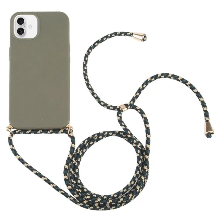 Wheat Straw TPU Shockproof Phone Case with Neck Lanyard For iPhone 16 For iPhone 15 Pro Max For iPhone 15 Pro