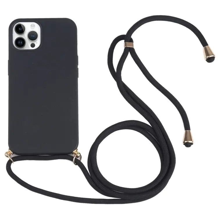 Wheat Straw TPU Shockproof Phone Case with Neck Lanyard For iPhone 16 For iPhone 15 Pro Max For iPhone 15 Pro
