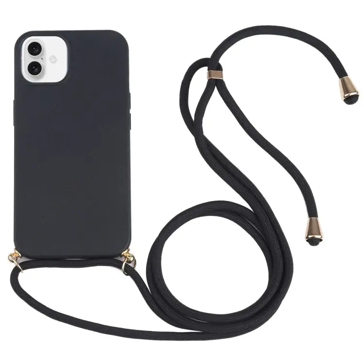 Wheat Straw TPU Shockproof Phone Case with Neck Lanyard For iPhone 16 Pro Max For iPhone 16 Pro For iPhone 16 Plus