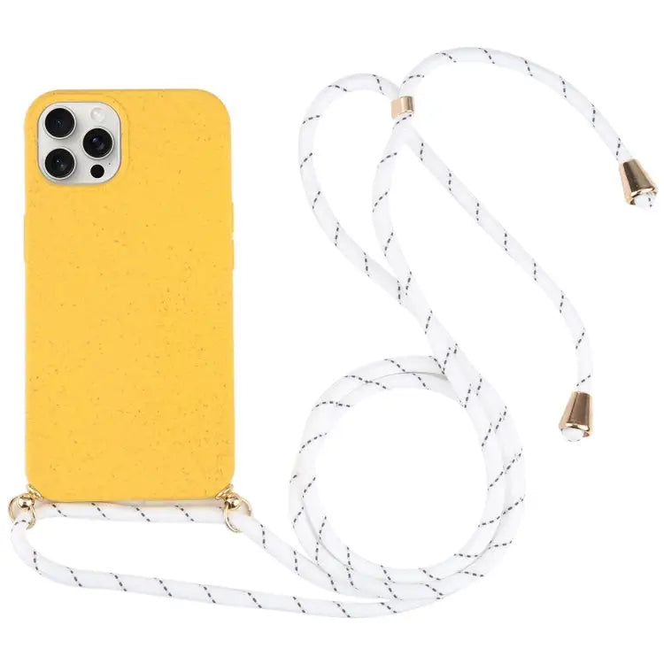 Wheat Straw TPU Shockproof Phone Case with Neck Lanyard For iPhone 16 Pro Max For iPhone 16 Pro For iPhone 16 Plus