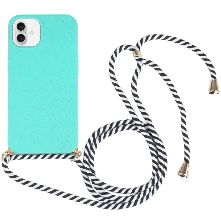 Wheat Straw TPU Shockproof Phone Case with Neck Lanyard For iPhone 16 Pro Max For iPhone 16 Pro For iPhone 16 Plus