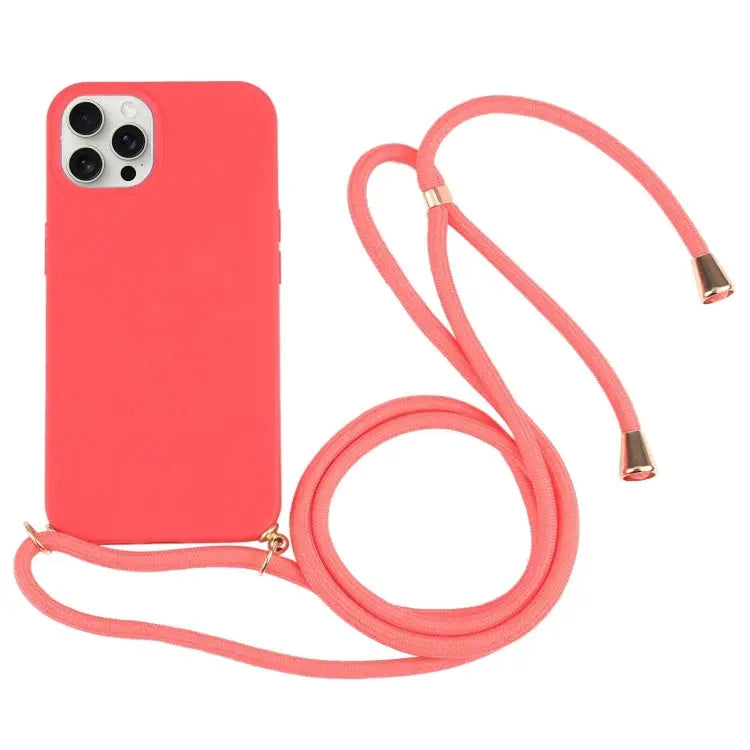 Wheat Straw TPU Shockproof Phone Case with Neck Lanyard For iPhone 16 Pro Max For iPhone 16 Pro For iPhone 16 Plus