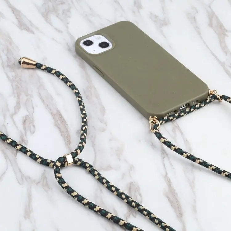 Wheat Straw TPU Shockproof Phone Case with Neck Lanyard For iPhone 16 For iPhone 15 Pro Max For iPhone 15 Pro - Apple