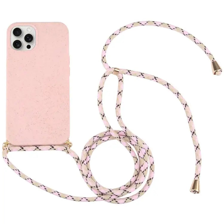 Wheat Straw TPU Shockproof Phone Case with Neck Lanyard For iPhone 16 Pro Max For iPhone 16 Pro For iPhone 16 Plus