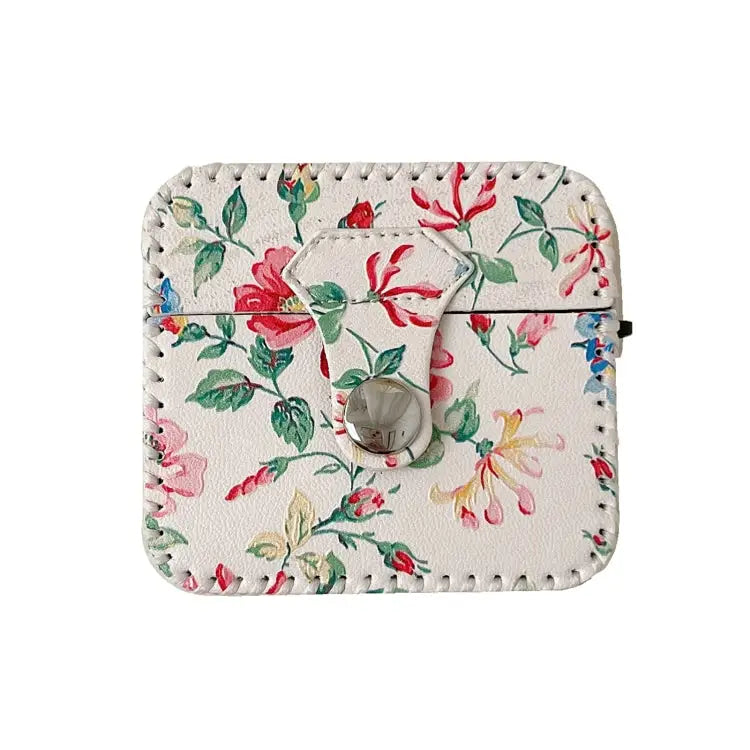 White Floral PU Leather Wireless Earphone Case For AirPods Pro 2 For AirPods 3 For AirPods Pro For AirPods 1/2