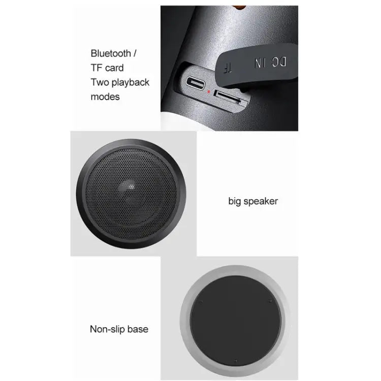 Wireless Bluetooth Speaker With RGB Light Waterproof Stereo Atmosphere Light - Black - Apple Accessories