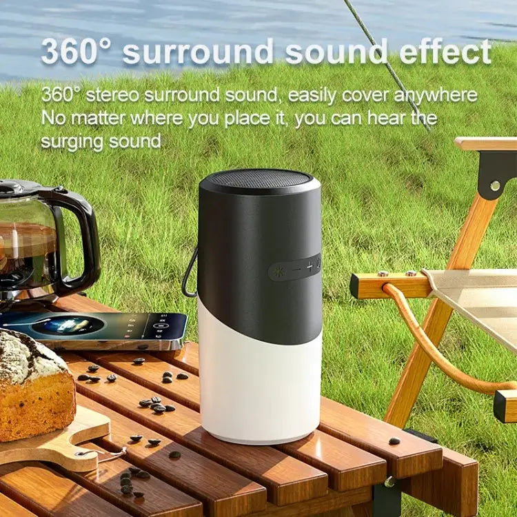 Wireless Bluetooth Speaker With RGB Light Waterproof Stereo Atmosphere Light - Black - Apple Accessories