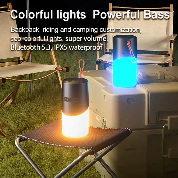 Wireless Bluetooth Speaker With RGB Light Waterproof Stereo Atmosphere Light - Black - Apple Accessories