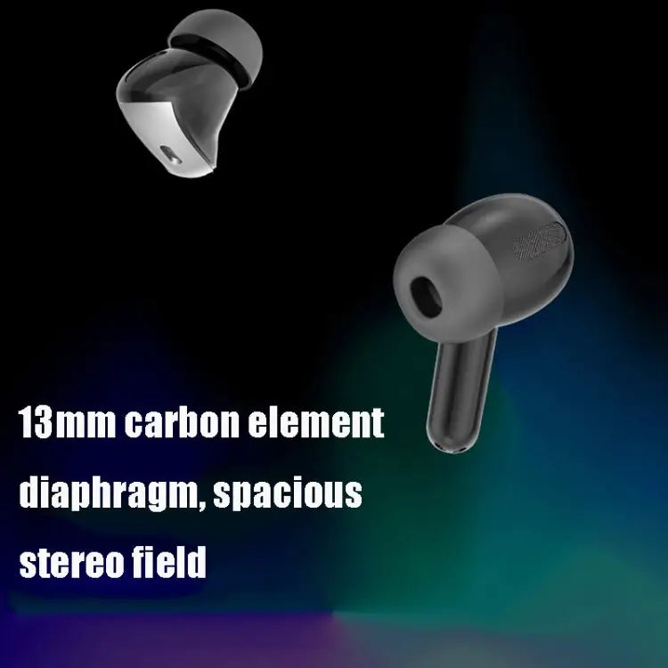 Wireless Touch Digital Display Bluetooth Earphone Black White - Black