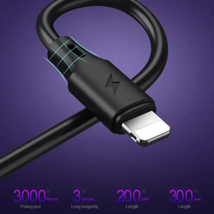 WK WDC-092 3m 2.4A Max Output Full Speed Pro Series USB to 8 Pin Data Sync Charging Cable 3m 8 Pin - 3m 8 Pin / White