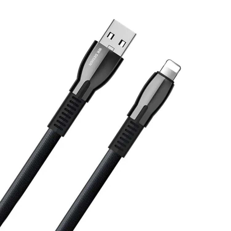 WK WDC-107i 1m 2.4A Saint Zinc Alloy Series USB to 8 Pin Data Sync Charging Cable - 8 Pin / Black