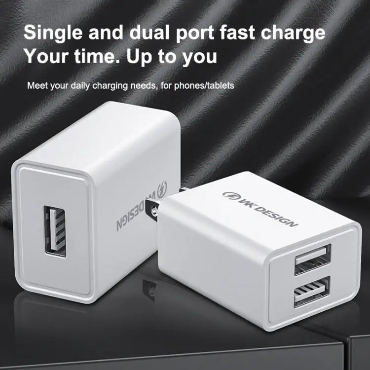 WK WP-U118 10W Single USB Port Travel Charger Power Adapter US Plug WP-U118 US Plug - WP-U118 US Plug