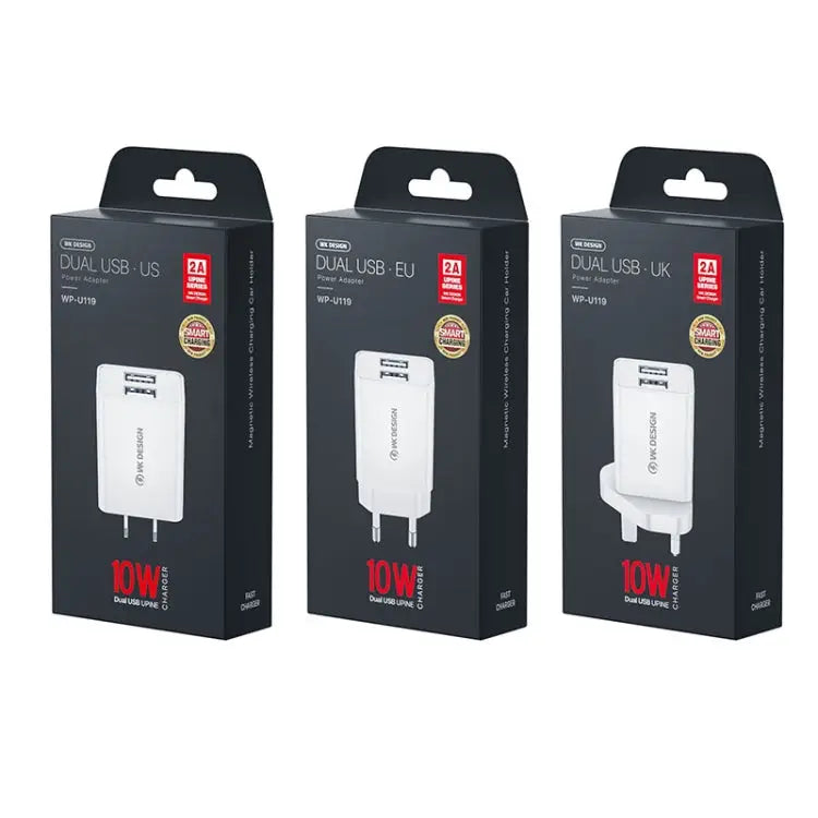 WK WP-U119 10W Dual USB Ports Travel Charger Power Adapter US Plug - WP-U119 US Plug