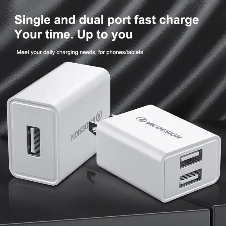 WK WP-U119 10W Dual USB Ports Travel Charger Power Adapter US Plug - WP-U119 US Plug