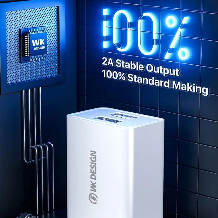 WK WP-U119 10W Dual USB Ports Travel Charger Power Adapter US Plug - WP-U119 US Plug