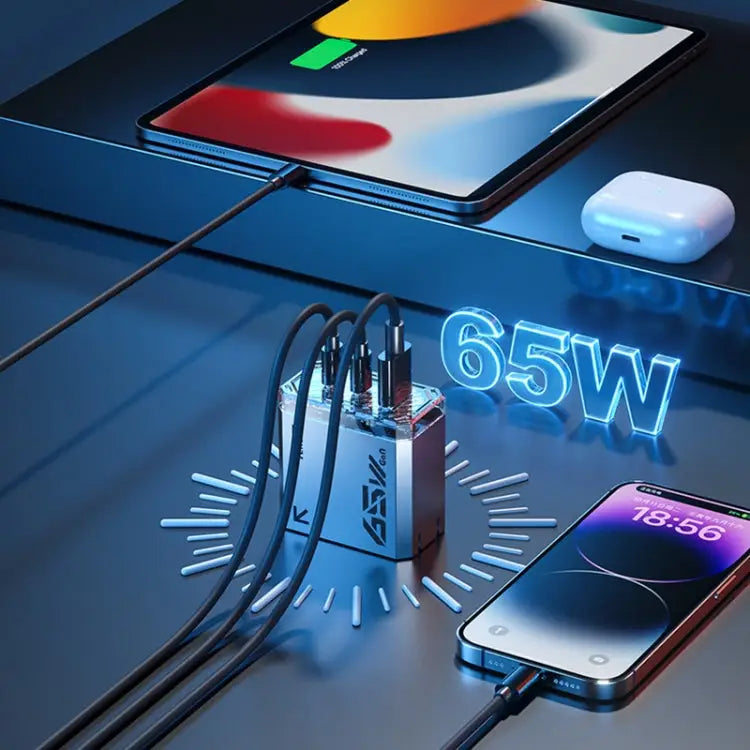 WK WP-U156 Pioneer Series 65W USB + Dual USB-C/Type-C GaN Charger WP-U156 - WP-U156 - Apple Accessories