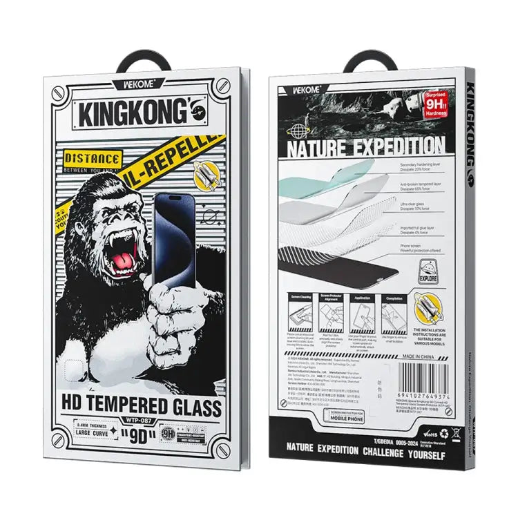 WK WTP-087 Space King Kong 9D Curved HD Tempered Glass Screen Protector For iPhone 16 Pro Max For iPhone 16 Pro