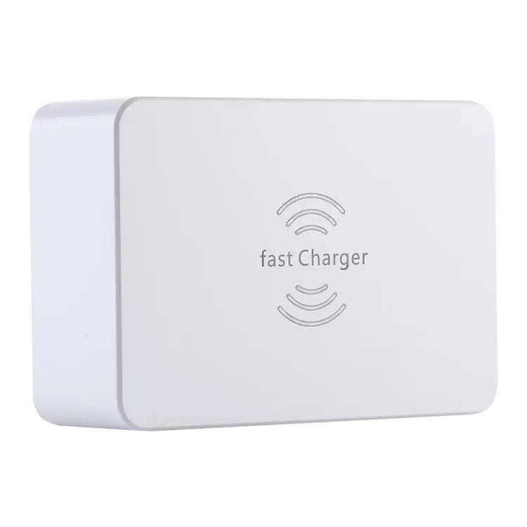 WLX-818F 6 in 1 10W QC3.0 Wireless Charging + USB-C / Type-C + 4 USB Ports Charger with Smart LCD Display Screen EU
