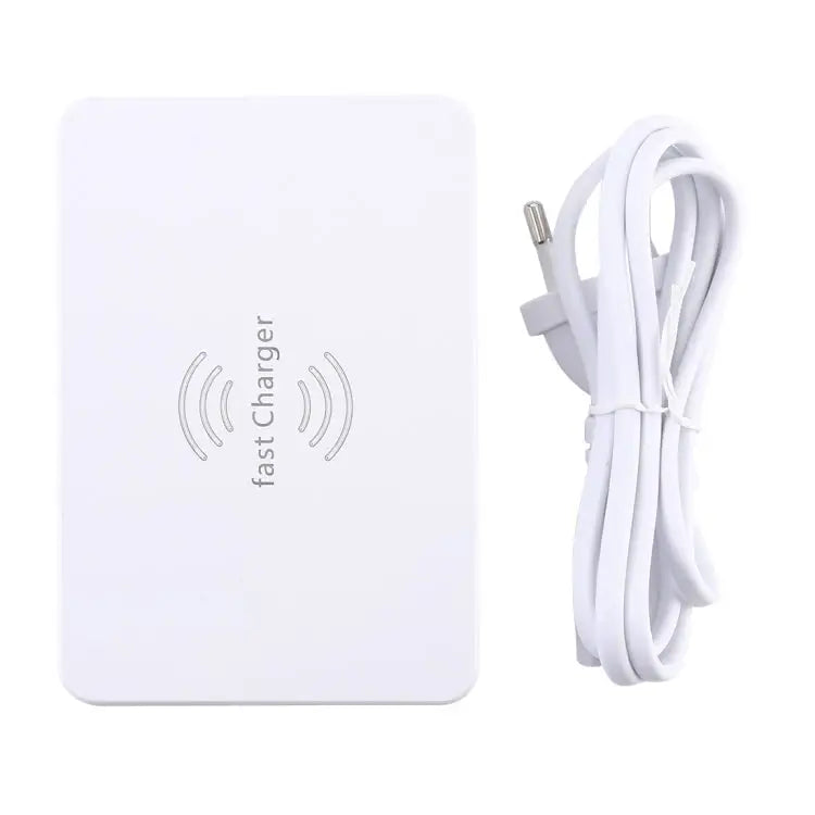 WLX-818F 6 in 1 10W QC3.0 Wireless Charging + USB-C / Type-C + 4 USB Ports Charger with Smart LCD Display Screen EU