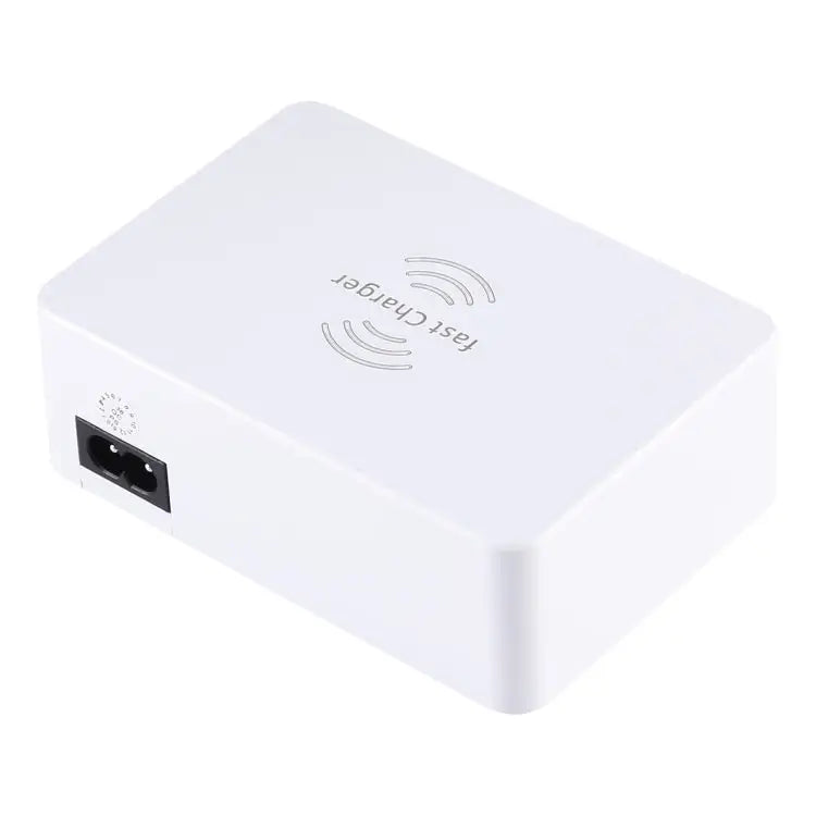 WLX-818F 6 in 1 10W QC3.0 Wireless Charging + USB-C / Type-C + 4 USB Ports Charger with Smart LCD Display Screen EU