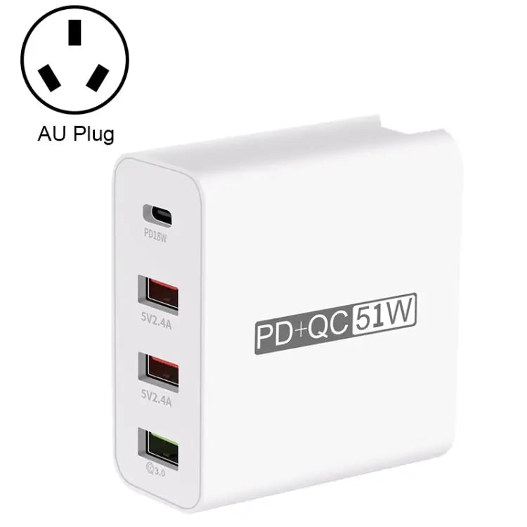 WLX-A6 4 Ports Quick Charging USB Travel Charger Power Adapter AU Plug AU Plug - AU Plug