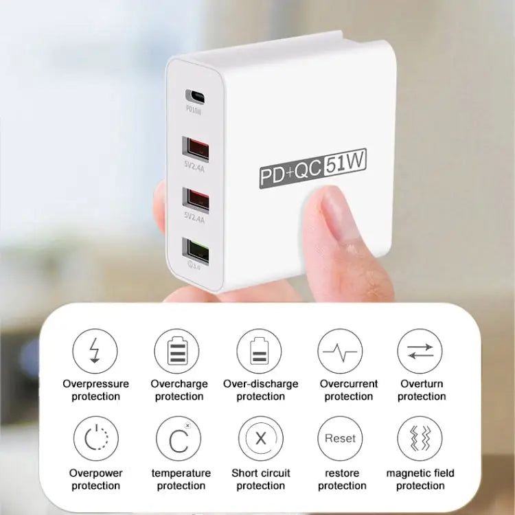 WLX-A6 4 Ports Quick Charging USB Travel Charger Power Adapter AU Plug AU Plug - AU Plug