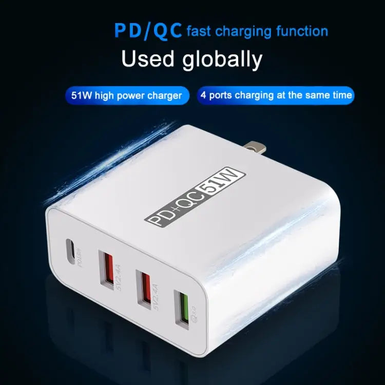 WLX-A6 4 Ports Quick Charging USB Travel Charger Power Adapter US Plug US Plug - US Plug