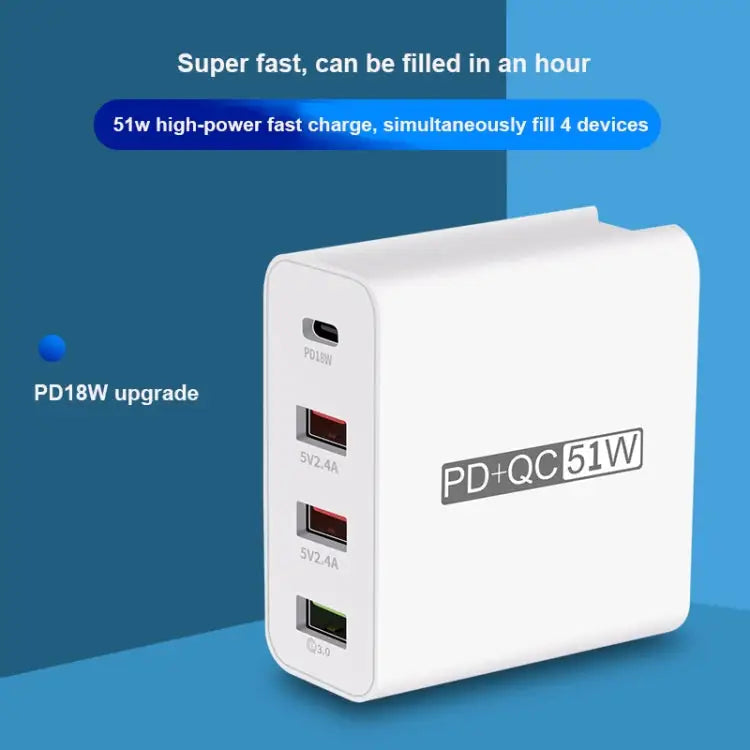 WLX-A6 4 Ports Quick Charging USB Travel Charger Power Adapter US Plug US Plug - US Plug