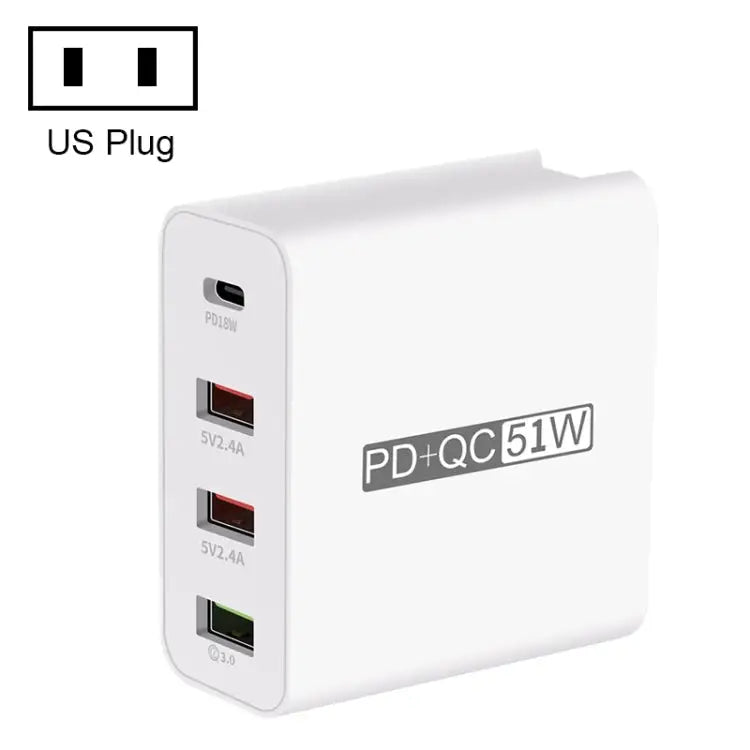 WLX-A6 4 Ports Quick Charging USB Travel Charger Power Adapter US Plug US Plug - US Plug
