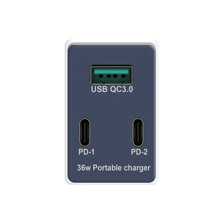 WLX-X3 36W 90 Degrees Foldable Pin Portable Multi-function USB Charger US Plug