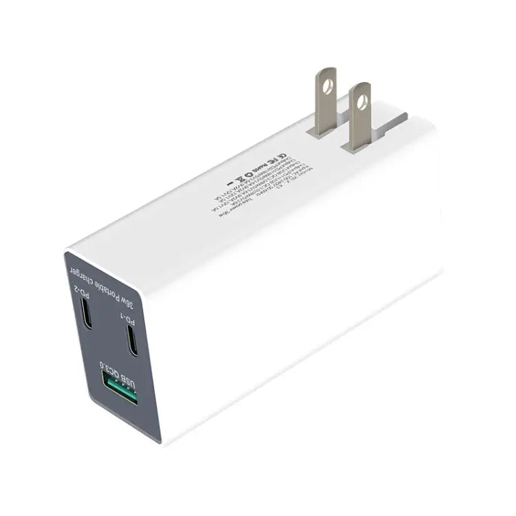 WLX-X3 36W 90 Degrees Foldable Pin Portable Multi-function USB Charger US Plug