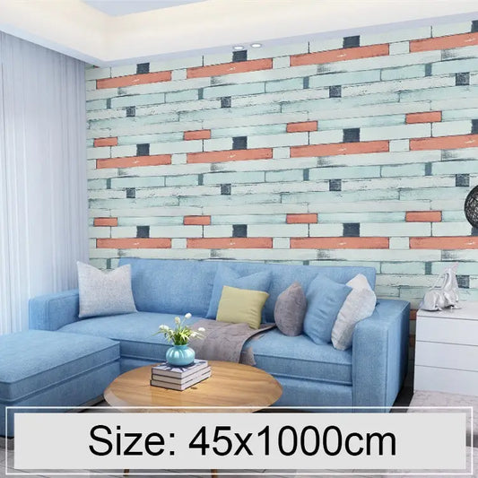 Wood Stone Creative 3D Stone Brick Decoration Wallpaper Stickers Bedroom Living Room Wall Waterproof Wallpaper Roll