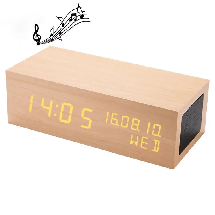 Wooden Clock Bluetooth Speaker Bluetooth Audio Quality Charging Humidity Speaker Black Wood Charging Humidity Speaker