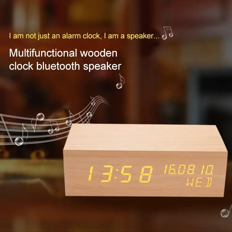 Wooden Clock Bluetooth Speaker Bluetooth Audio Quality Charging Humidity Speaker Black Wood Charging Humidity Speaker
