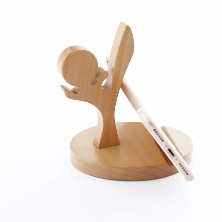 Wooden Mobile Phone Bracket Beech Lazy Mobile Phone Holder,Style: - Kung Fu