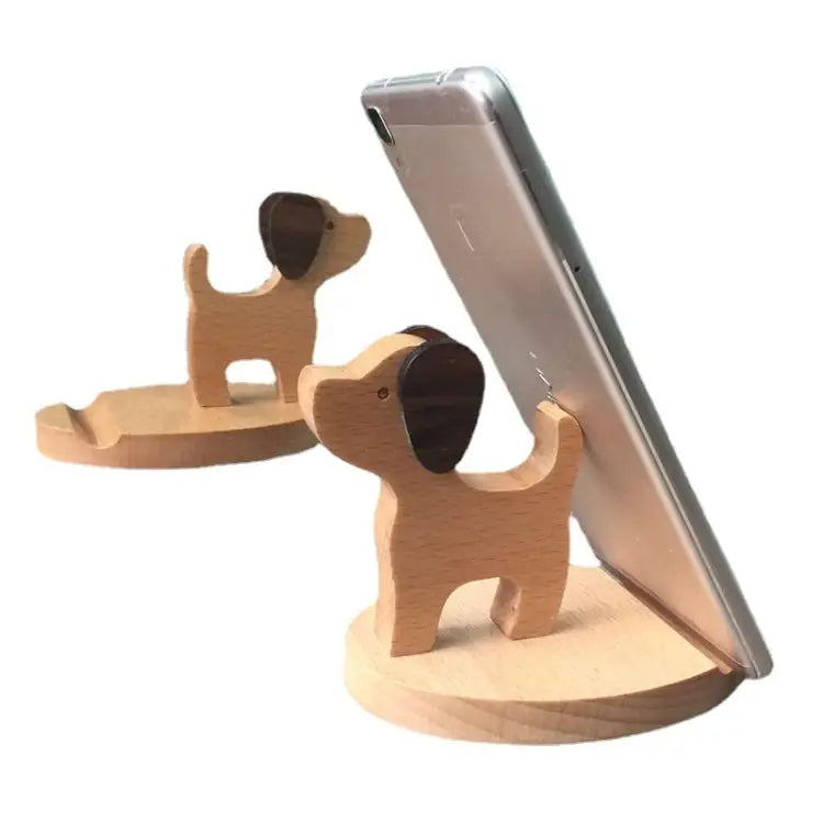 Wooden Mobile Phone Bracket Beech Lazy Mobile Phone Holder,Style: - Puppy