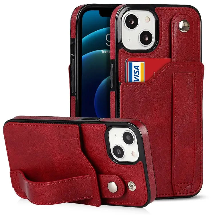 Wrist Strap Holder Phone Case For iPhone 14 Plus - For iPhone 14 Plus / Red - Apple Accessories