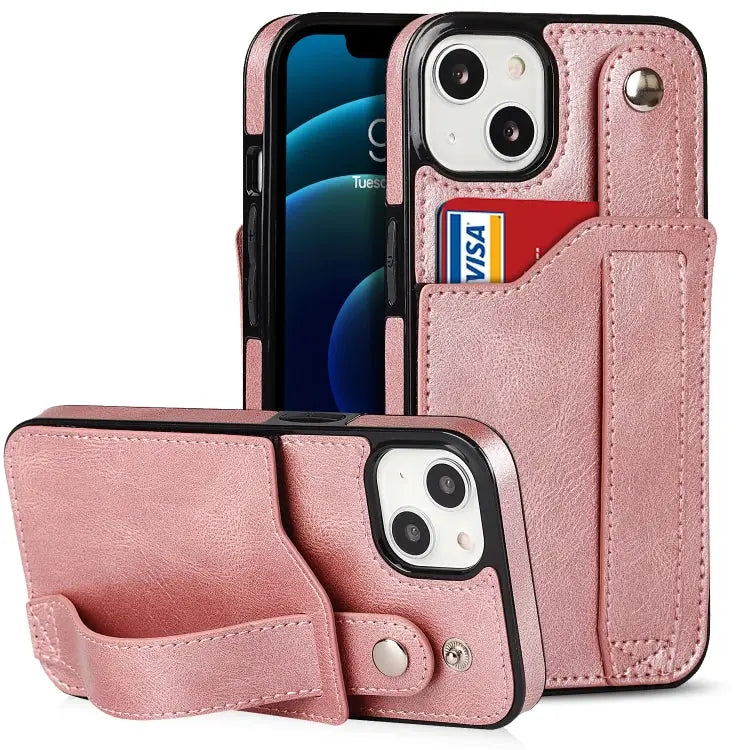 Wrist Strap Holder Phone Case For iPhone 14 Plus - For iPhone 14 Plus / Rose Gold - Apple Accessories