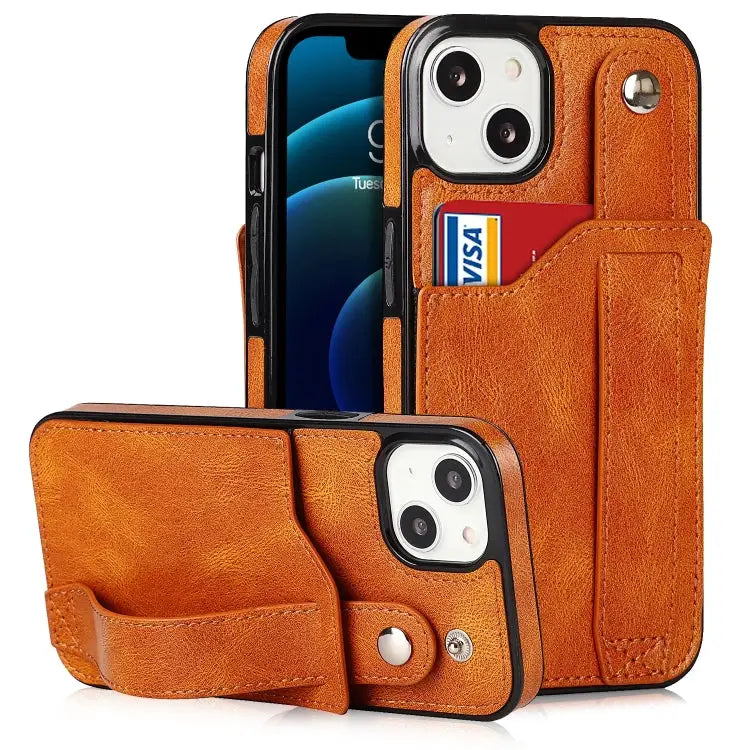 Wrist Strap Holder Phone Case For iPhone 14 Plus - For iPhone 14 Plus / Yellow - Apple Accessories
