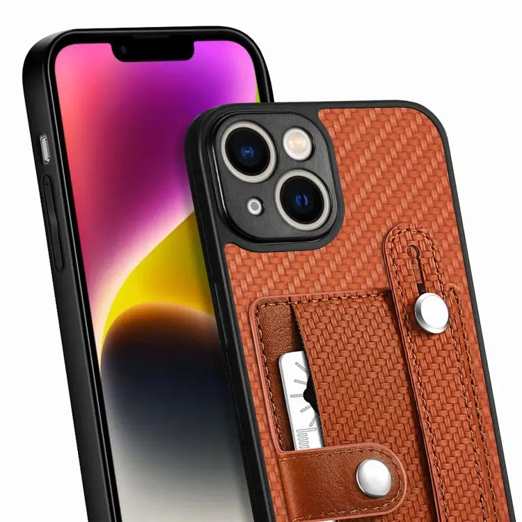 Wristband Kickstand Card Wallet Back Cover Phone Case with Tool Knife - Apple Accessories