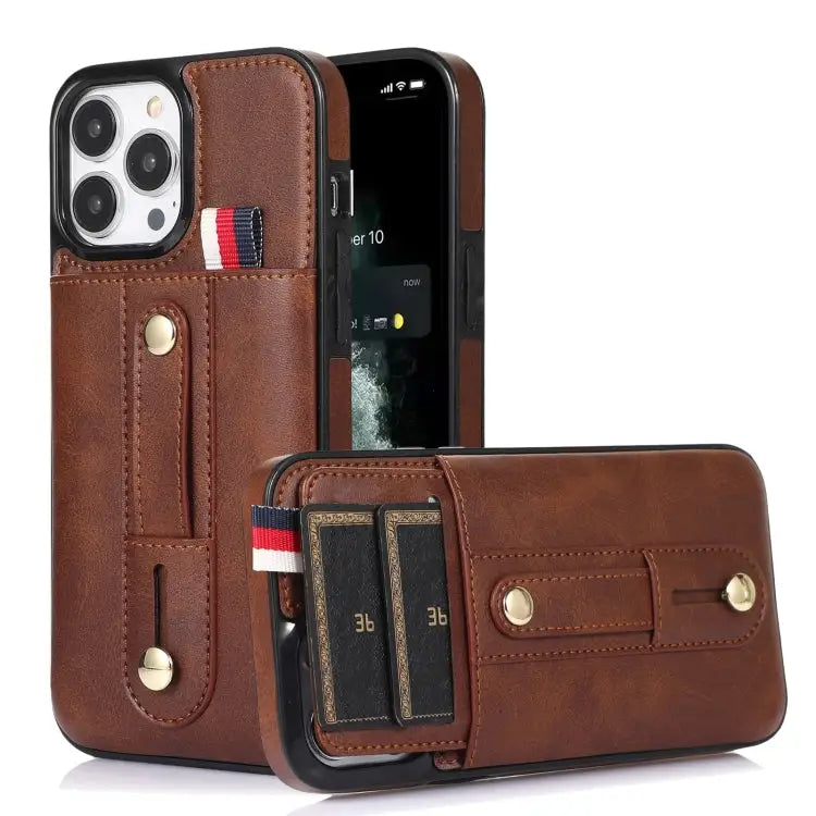 Wristband Kickstand Wallet Leather Phone Case For iPhone 13 mini For iPhone 13 For iPhone 13 Pro For iPhone 13 Pro Max