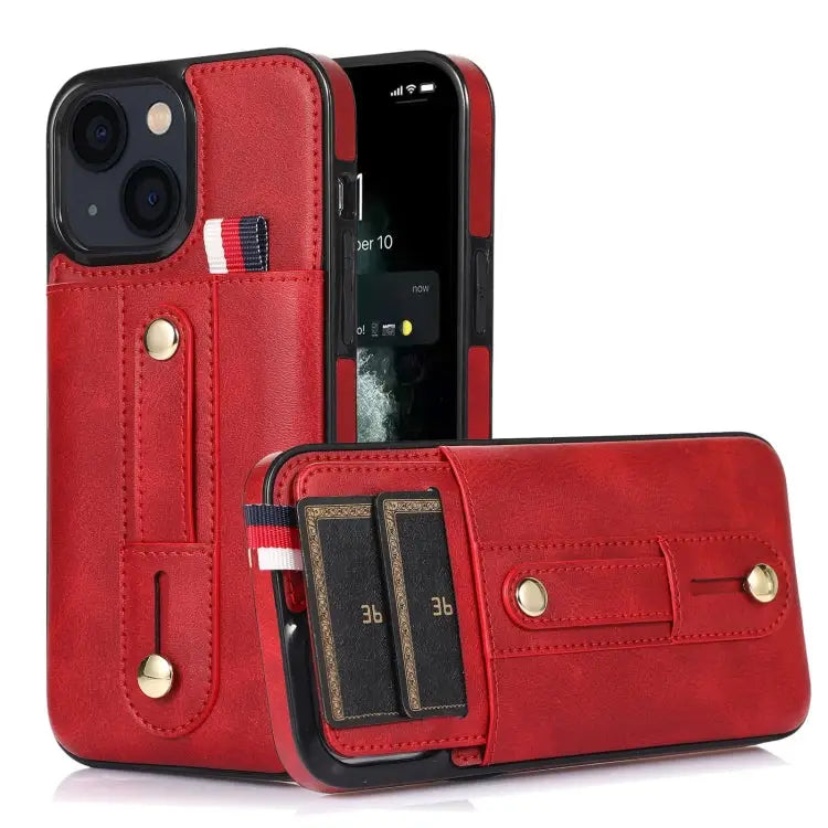 Wristband Kickstand Wallet Leather Phone Case For iPhone 13 mini For iPhone 13 For iPhone 13 Pro For iPhone 13 Pro Max