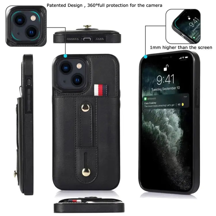 Wristband Kickstand Wallet Leather Phone Case For iPhone 13 mini For iPhone 13 For iPhone 13 Pro For iPhone 13 Pro Max