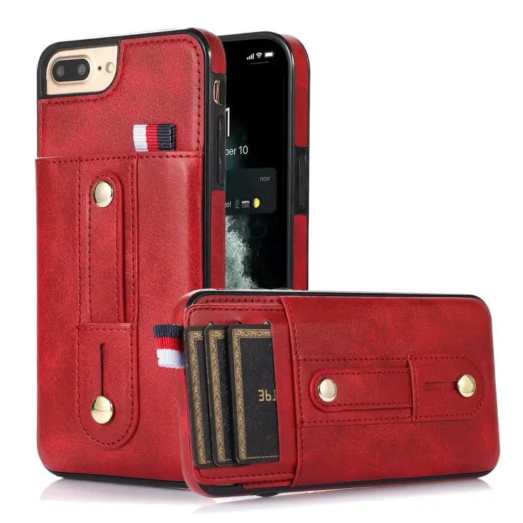 Wristband Kickstand Wallet Leather Phone Case For iPhone XS Max For iPhone SE 2022 / 2020 / 8 / 7 For iPhone 7 Plus / 8