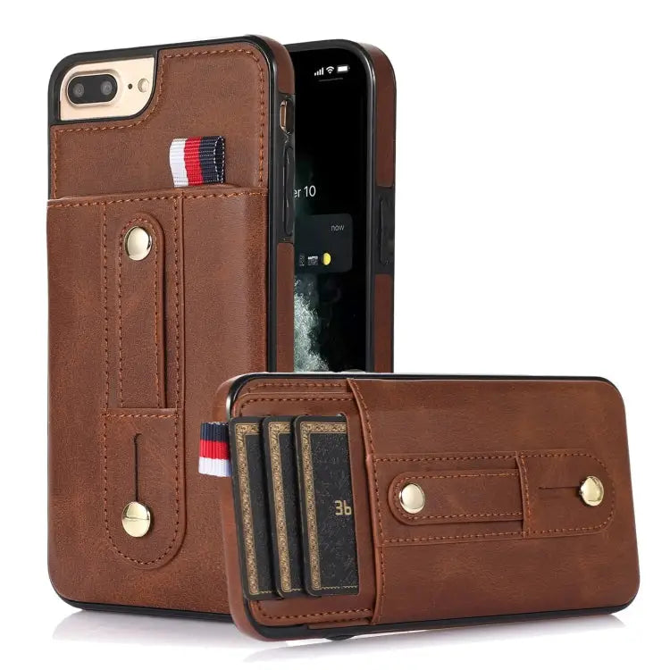Wristband Kickstand Wallet Leather Phone Case For iPhone XS Max For iPhone SE 2022 / 2020 / 8 / 7 For iPhone 7 Plus / 8